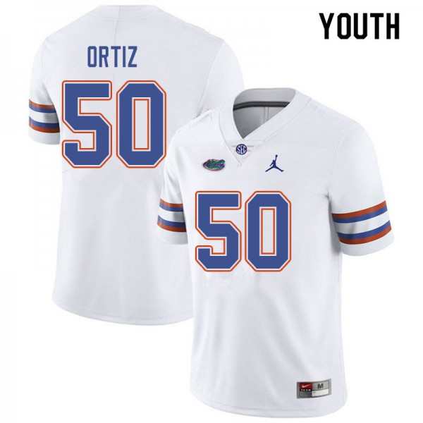 Jordan Brand Youth #50 Marco Ortiz Florida Gators College Football Jersey White